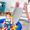 thumbnail image 5 of Infans 3-in-1 Kids Indoor Slide w/ Basketball Hoop & Basketball, Safe Buffer Zone Pink, 5 of 7