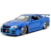 Jada Toys Brian's Nissan GTR Skyline R34 Blue Fast & Furious Diecast Car Play Vehicle