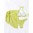 thumbnail image 4 of SEARIPE Women 3 piece Swimwear Halter Triangle Bikini Swimsuit With Beach Skirt Yellow M, 4 of 6
