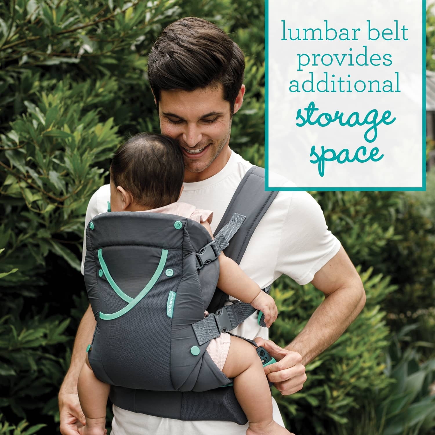Infantino Carry On Active Multi-Pocket Baby Carrier, 4-Positions, 8-40lbs, Gray
