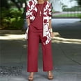 thumbnail image 1 of Pantalones Y Conjunto Superior para las Mujeres Pantalones de Piernas Anchas de Tres Piezas Que Coinciden Longline Duster Jacket Vestido de Cárdigan Floral Marino Sólido, 1 of 5