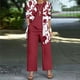 thumbnail image 1 of Pantalones Y Conjunto Superior para las Mujeres Pantalones de Piernas Anchas de Tres Piezas Que Coinciden Longline Duster Jacket Vestido de Cárdigan Floral Marino Sólido, 1 of 5