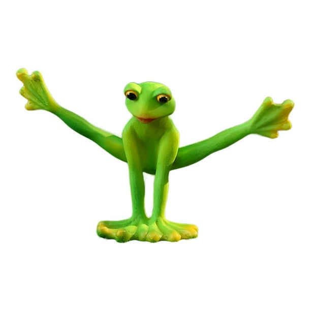 Figura de resina, obra de arte, regalo decorativo de cumpleaños, estatua de rana de yoga verde, adorno Estilo a