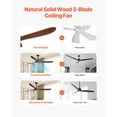 thumbnail image 2 of VEVOR 72 Inch Ceiling Fan without Light, 6-Speed Remote Control,3-Wood-Blade, Reversible DC Motor, Modern Low Profile Flush Mount Exterior Fan for Bedroom, Living Room, Patio, Indoor/Outdoor, Walnut, 2 of 9