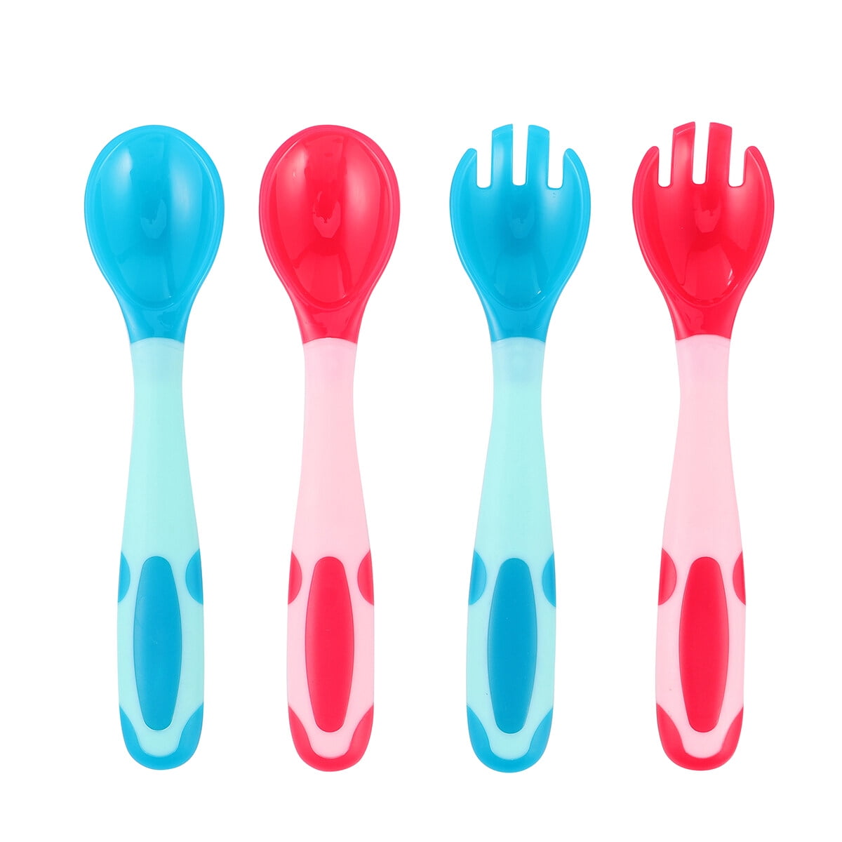 2 Sets of Baby Utensils Spoon Fork Children Feeding Training Tableware