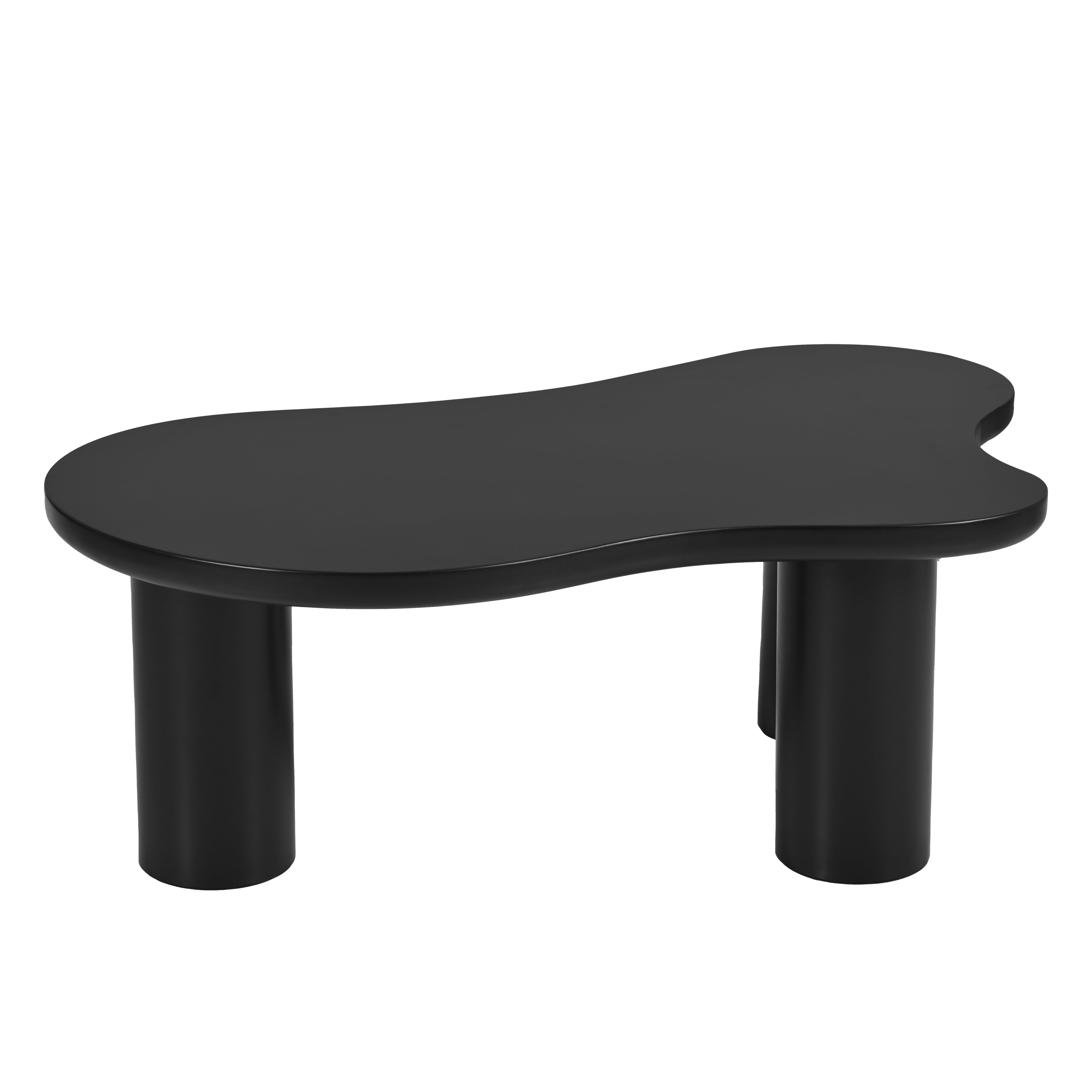 MAYEERTY 44'' x 25.9'' Easy Assembly Cloud Coffee Table with 1.5'' Thick Tabletop, Cream Style Irregular End Table with 3 Sturdy Legs, Sleek Center Table with Round Edge for Living Room, Black