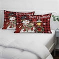 thumbnail image 3 of Red Black Plaid Snowman Christmas Pillow Covers, Linen Long Throw Pillow Case, Xmas Snowflake Botanical Holiday Pillow Protector Decorative Cushion Cover for Living Room/Bedroom 20" x 26", 3 of 8