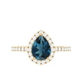 thumbnail image 4 of Rosec Jewels London Blue Topaz Teardrop Engagement Ring with Halo - Natural Blue Topaz Diamond Ring for Women, 10K Yellow Gold, US 8.00, 4 of 8