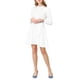 thumbnail image 1 of Vestido de camisa abotonado con cinturón de manga larga y lunares para mujer Inspire Chic XS Blanco, 1 of 6
