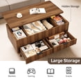 thumbnail image 5 of Lift Top Coffee Table with Storage, Wood Coffee Tables for Living Room with Drawers & Hidden Compartment, Mid Century Modern Center Table, Walnut, 5 of 11
