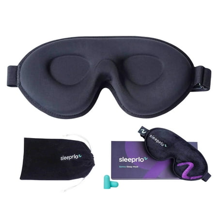 Sleeprlo High-Performance 3D Sleep Mask, 100% Blackout, Memory Foam, Adjustable & Secure Fit, Black