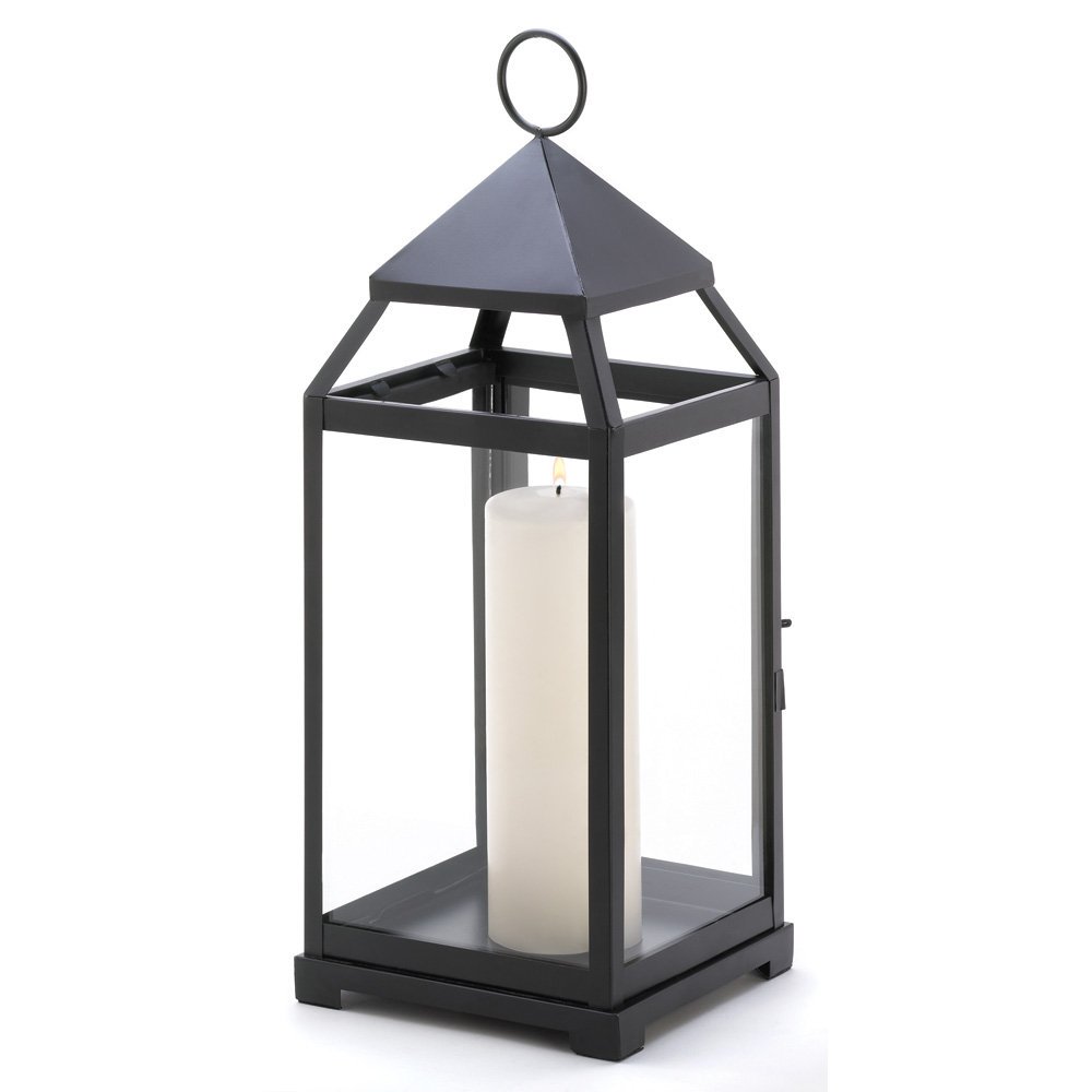 Black Lantern Candle Holder, Contemporary Iron Large Candle Lanterns