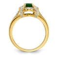 thumbnail image 2 of 14K Yellow Gold Ring Band Gemstone Emerald Oval Green Diamond Round, 2 of 3