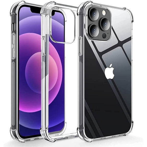 EZZI TECH – Crystal Clear Case Compatible with iPhone 13 Pro Max, Non-Yellowing and Shockproof Phone Case (Clear, 6.7”)