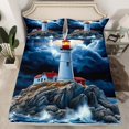 thumbnail image 7 of jejeloiu Ocean Lighthouse Queen Sheet Sets,Sea Waves Flat Sheet,Red White Blue Queen Fitted Sheet,Luxury Bedroom Decor,4 Pieces, 7 of 7