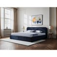 thumbnail image 3 of Omax Decor Chloe Upholstered Platform King Bed in Blue Fabric, 3 of 7