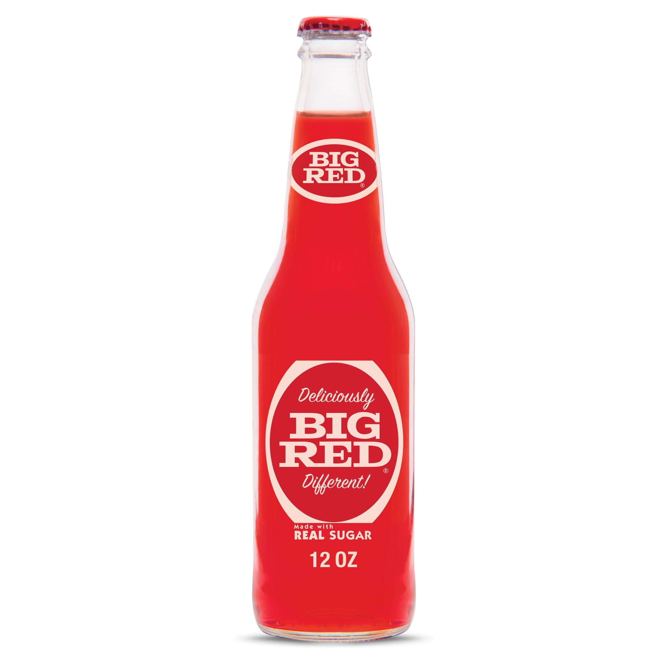 (4 pack) Big Red Soda Pop, 12 fl oz, Glass Bottle
