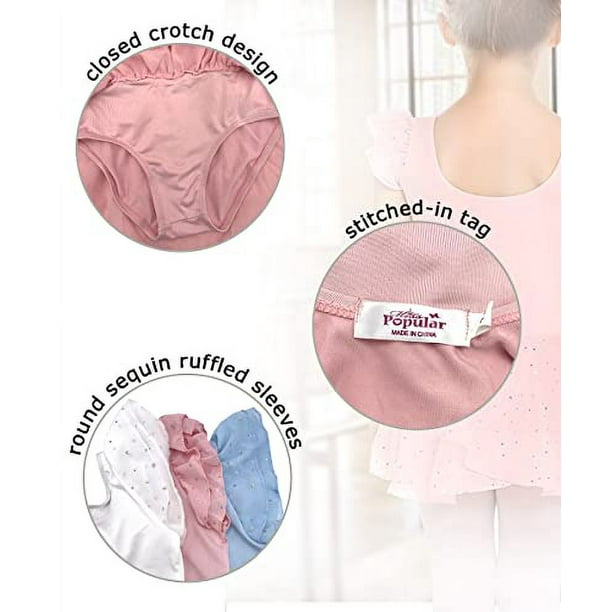 MISS POPULAR Girls Ballet Leotard With Sequined Ruffled Sleeves & Tutu – Sparkly Dance Dress For Recitals, Class, Or Dress-Up