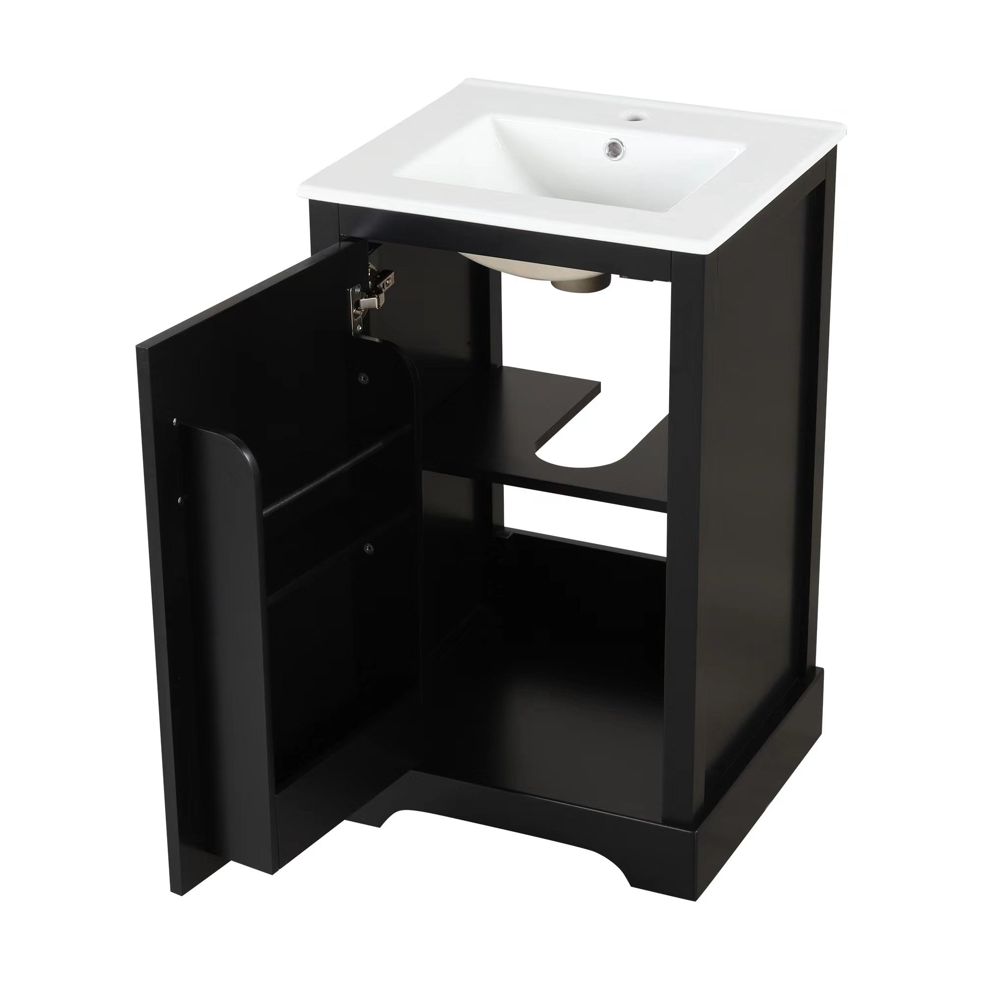 Euroco 20" Bathroom Vanity with Sink, Bathroom Cabinet with Soft Closing Door, Storage Rack and Adjustable Shelve, Black(Old SKU:N725P194160B)