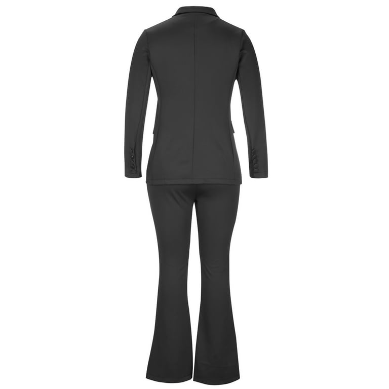 YWDJ 2 Piece Outfits for Women Dressy Pants Sets Long Sleeve Solid Suit  Pants Casual Elegant Business Suit Sets Black XL