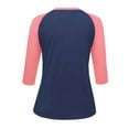 thumbnail image 4 of VJGBEGW Womens Tops 3/4 Sleeve Shirts Round Neck Raglan Sleeve Loose Casual Tshirts Color Block Summer Tees Navy XL, 4 of 5