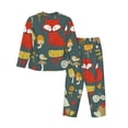 thumbnail image 2 of Wukai Cute Animal Forest Print Women's Pajama Set - Soft Long Sleeve Sleepwear for Comfort and Style-, 2 of 9