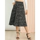 thumbnail image 2 of Falda midi de una línea con estampado floral para mujer Faldas vintage de gasa de verano Negro XS, 2 of 6