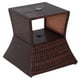 thumbnail image 1 of Mesa auxiliar Outsunny de ratán para exteriores de 2 niveles con orificio para sombrilla, 1 of 9