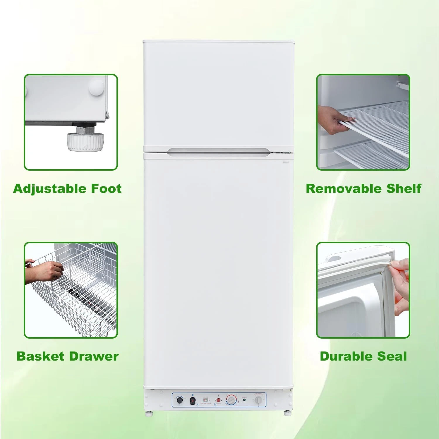 Smeta Top Freezer Propane Refrigerator 13.4 Cu ft Powered 110V/LPG Garage RV Cottages Use OffGrid