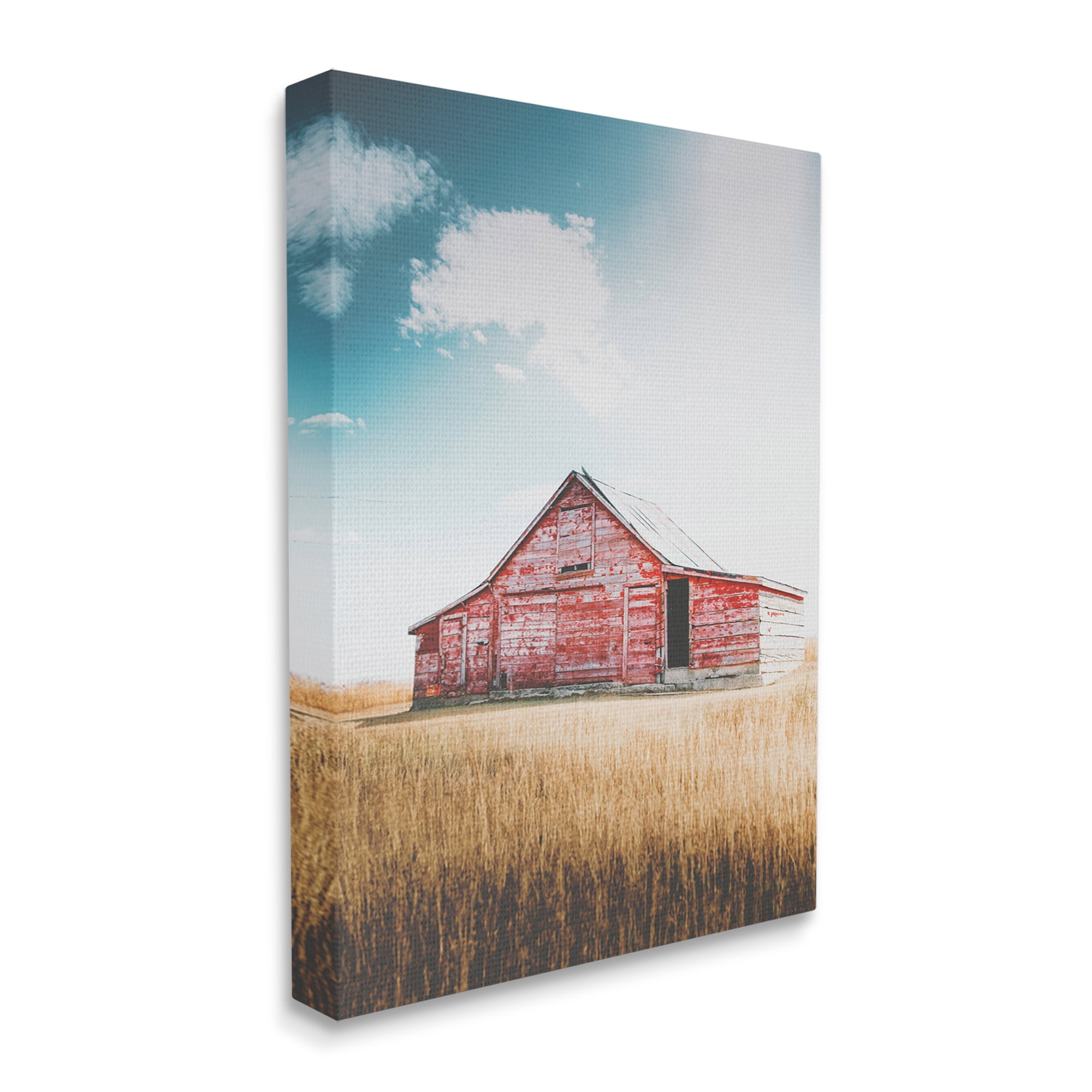 Stupell Industries Red Barn in Countryside Nature Photography Gallery Wrapped Canvas Print Wall Art, 24 x 30