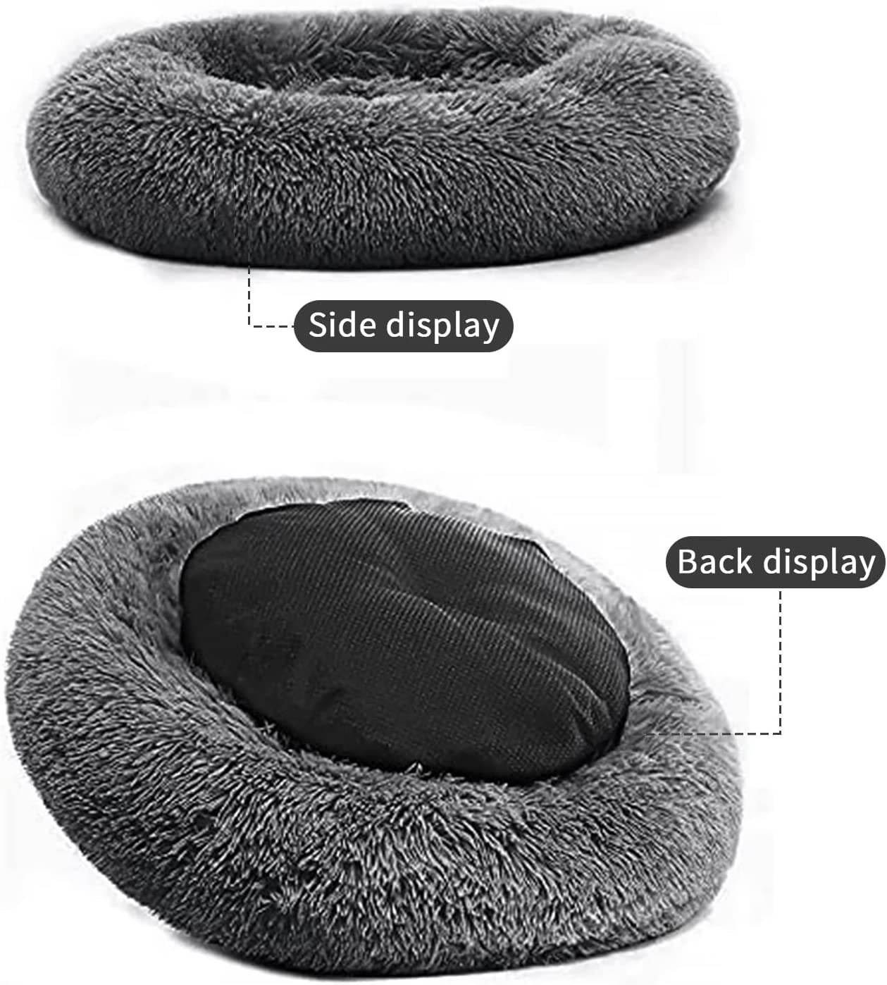 Nisrada Dog Bed & Cat Bed, Anti-Anxiety Puppy Bed Warming Cozy Round Soft Pet Bed, Machine Washable Calming Donut Bed