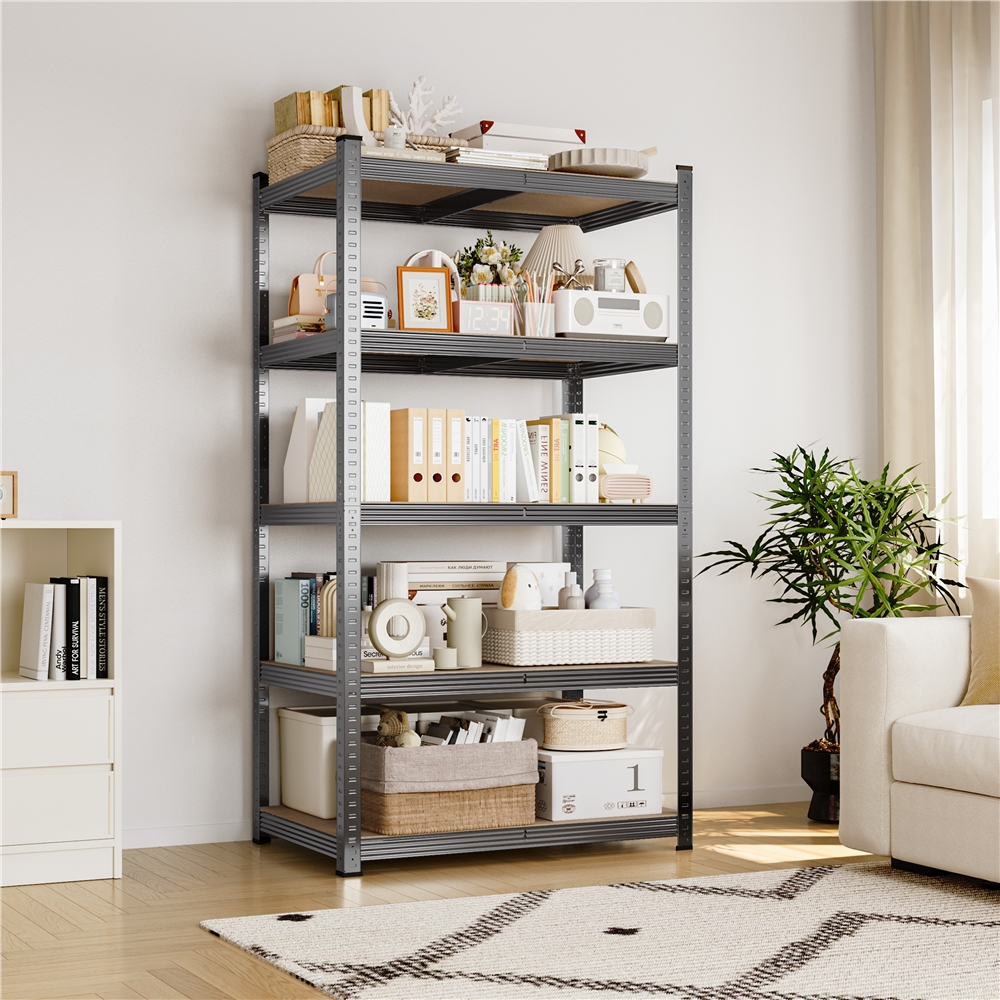 Yaheetech 5 Tier Metal Storage Rack with Adjustable Shelves, Dark Gray