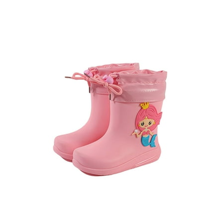 

Woobling Children Garden Shoes Cartoon Rain Boot Waterproof Rubber Boots Walking Rainboot Comfort Wide Calf Cute Pink Removable Plush Lined 9C