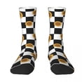 thumbnail image 3 of Sunflower Print Socks Autumn Black and White Checkered Stockings Novelty Unisex Breathable, 3 of 7