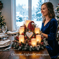 thumbnail image 4 of Christmas Lighted Centerpiece with Flameless Candle Glow, Outdoor Christmas Lights, Frosted Center Table Decor, Red Hat Yard Accent, 4 of 7