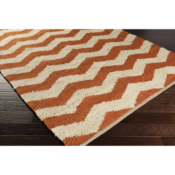 Hauteloom Souris Jute Hallway, Kitchen Runner Rug - Natural Fibers - Cream, Burnt Orange - 2'3" x 12'
