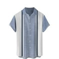thumbnail image 4 of Lumtrix Mens Casual Summer Cotton Button Down Short Sleeve Shirts Cuban Camp Guayabera Beach Tops Sky Blue L, 4 of 4