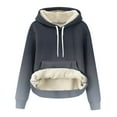 thumbnail image 6 of Sherpa Lined Hoodies for Women Warm Winter Fleece Pullovers Long Sleeve Casual Gradient Sweatshirt Thermal Tops, 6 of 7