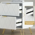 thumbnail image 5 of Eclife Set of 2 Modern White Nightstand Bedside Table with Gold Handle Leg Line End Table Side Table for Bedroom Living Room, 5 of 10