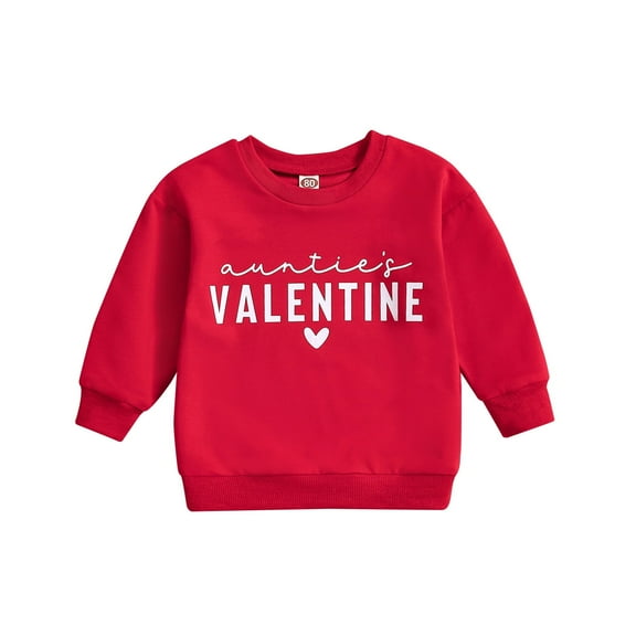 Baby Boys Girls Sweatshirt Valentine's Day Letter Print Long Sleeve Sweat Shirt Unisex Kids Pullover Tops Red 3-4 Years