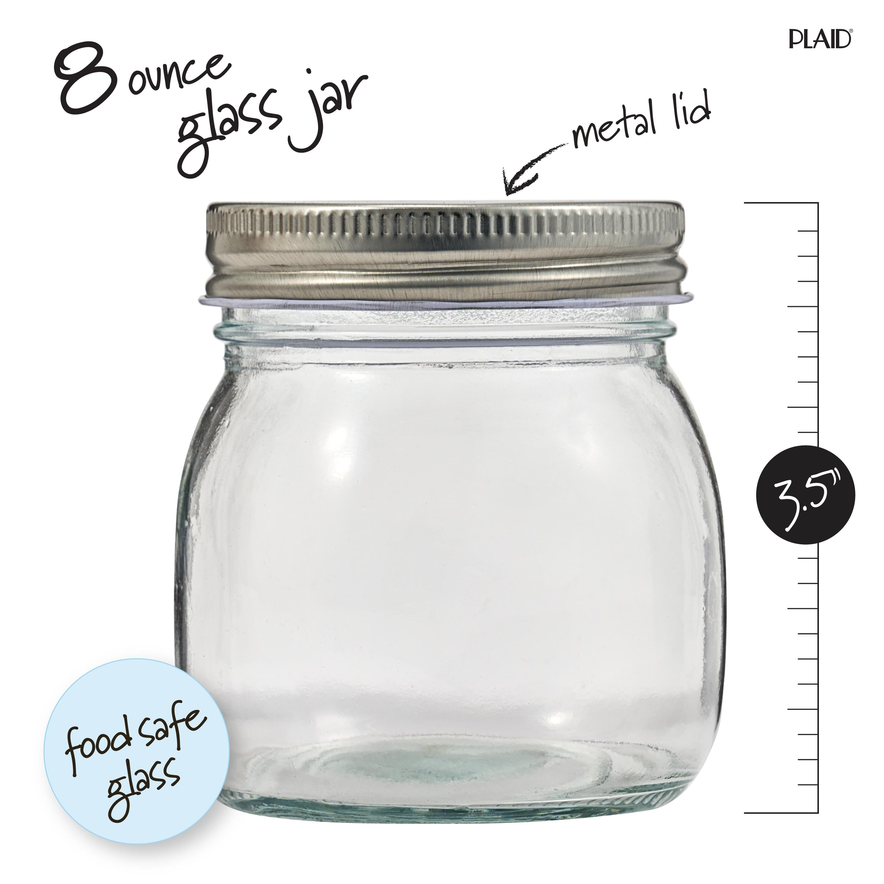 (3 pack) Plaid Surfaces Glass Mason Jar with Lid, 8 oz Customizable Jar for DIY Arts and Crafts