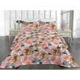 thumbnail image 2 of Ambesonne Spring Quilted Bedspread Set 3 Pcs, Flower Foliage Watercolor, Twin, Dark Peach and Pastel Pink, 2 of 4