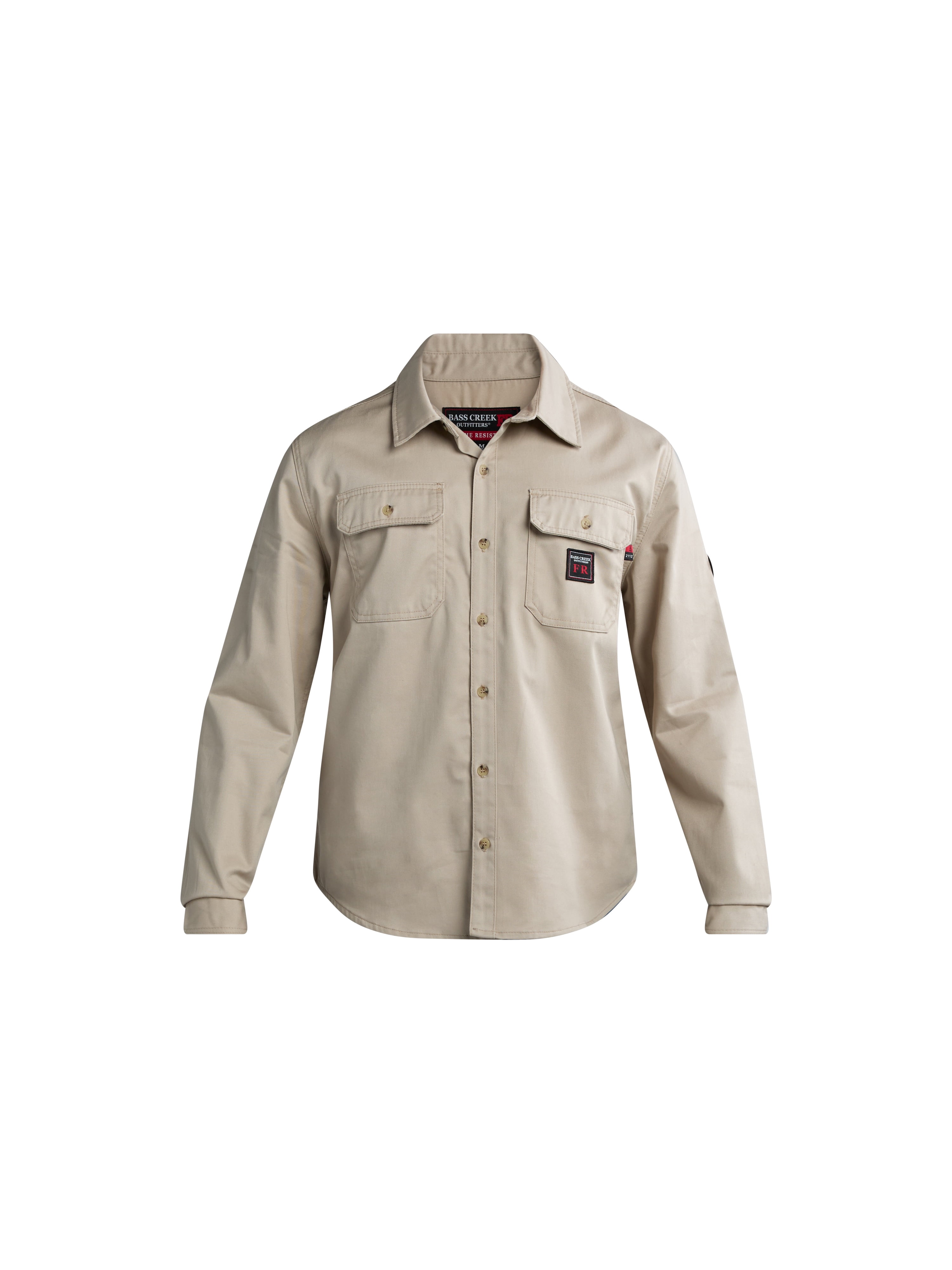 Bass Creek Outfitters Men's Flame Resistant Long Sleeve Twill Work Shirt, Sizes M-2XL