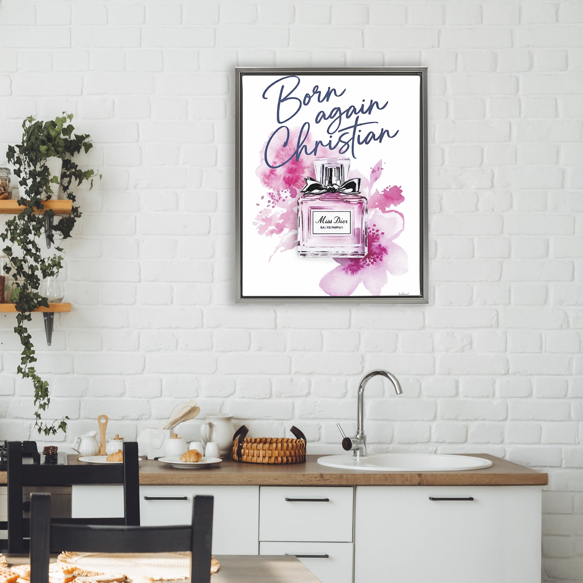 Born Again Christian with Fragrance Gray Framed Floater Canvas Wall Art, design by Amanda Greenwood