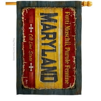 28 x 40 in. Maryland Vintage American State House Flag with Double-Sided Horizontal Decoration Banner Garden Yard Gift