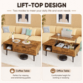 thumbnail image 5 of Tunmod Modern Lift-top Coffee Table with Hidden Compartment and Open Storage Shelf for Living Room, Reception Area and Home Office, 5 of 7