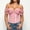 Pink, variant on Women Ruffle off Shoulder Top Straight Neckline Lace Up Backless Hook-Eye Front Corset Bustier Top Eyelet Textured Blue-AB S(S)