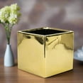 thumbnail image 3 of Urban Trends Square Gold Vase Glass, 3 of 10