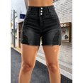 thumbnail image 7 of Women's High Waisted Ripped Black Denim Shorts Distressed Jean Shorts, 7 of 7