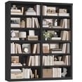 thumbnail image 6 of Hiphuta 63"W Extra Large and Sturdy Bookcase, Double Wide 6-Tier Bookshelf, Tall Bookcase for Home Office and Living Room, Wooden Freestanding Display Shelf, Black, 6 of 7